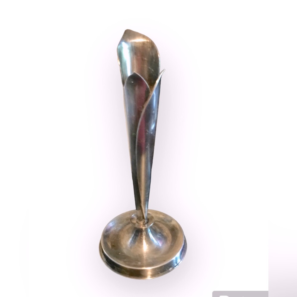 Vintage Mid Century Silver Plated Bud Vase / Marked Denmark / EUC /Free Shipping